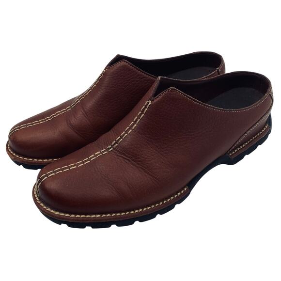 Cole Haan Slip on Mule Clogs Leather Shoes Waterproof Cognac Brown Womens 9 - Picture 1 of 10